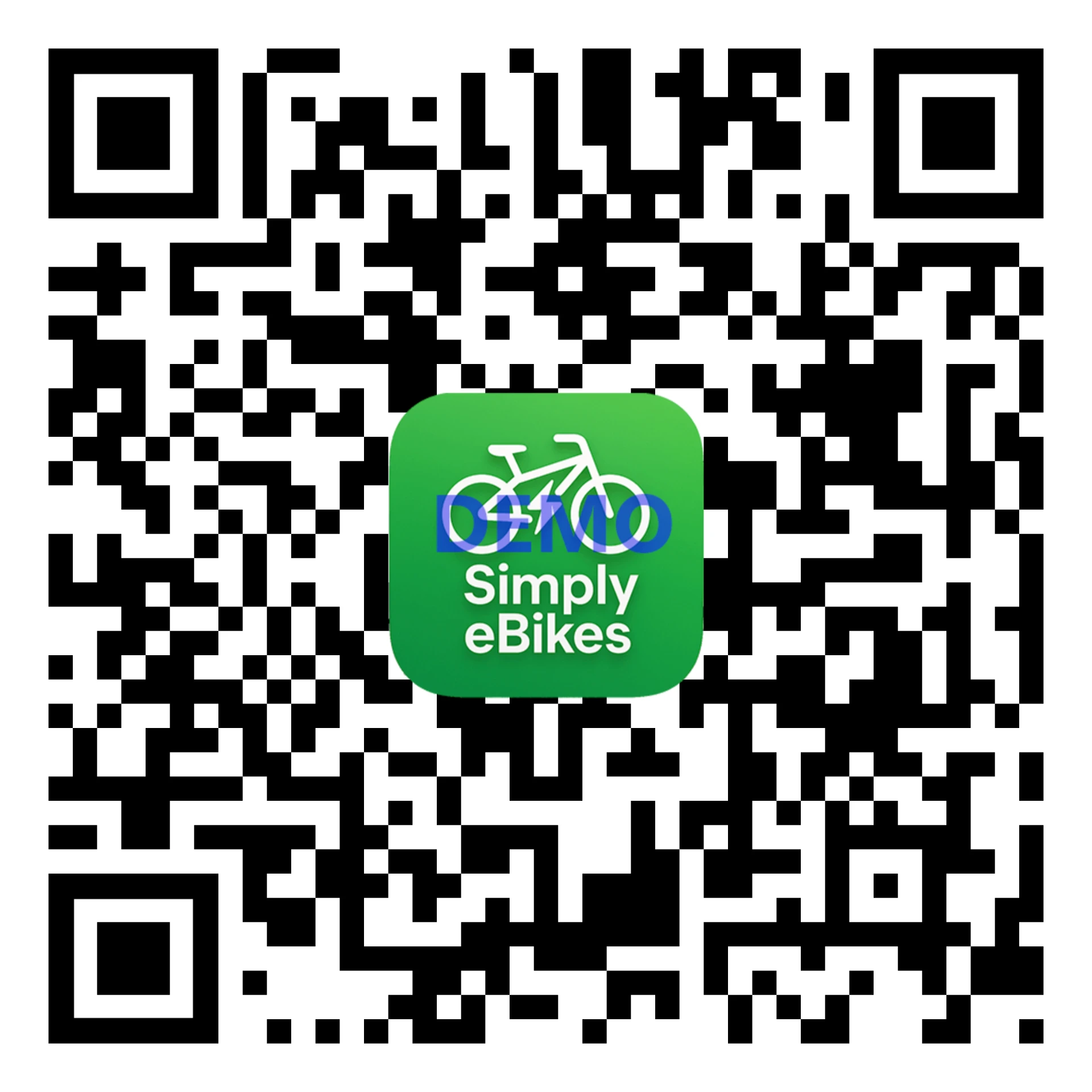 Código QR para acceder a la app de demostración de Simply eBikes