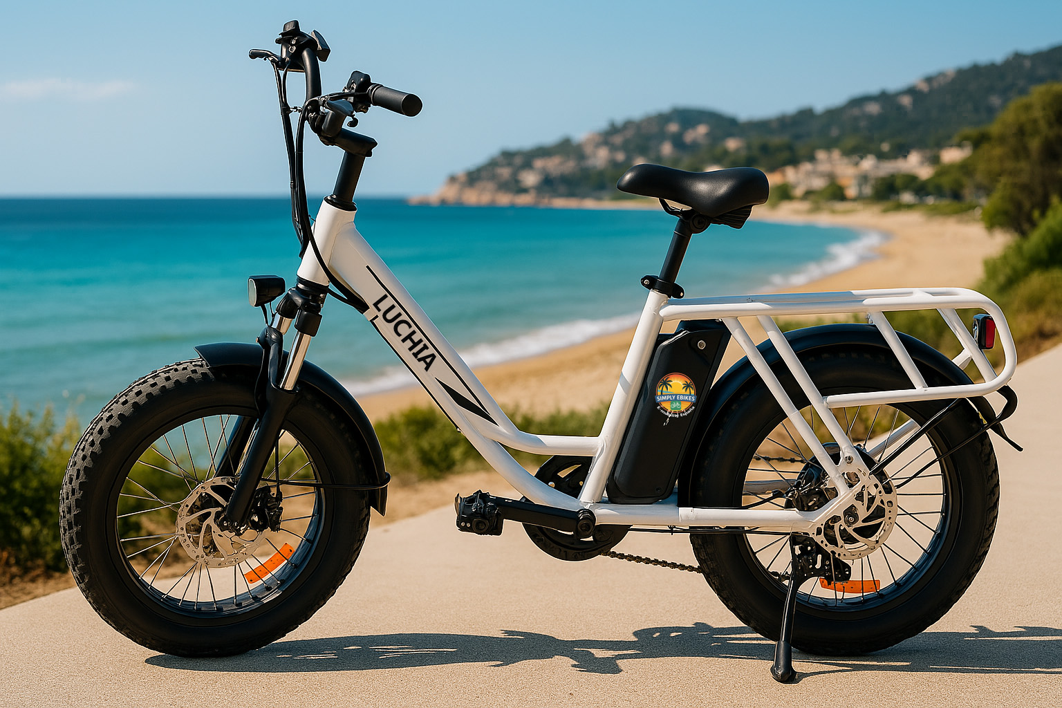 eBike Simply eBikes tipo beach cruiser junto al mar